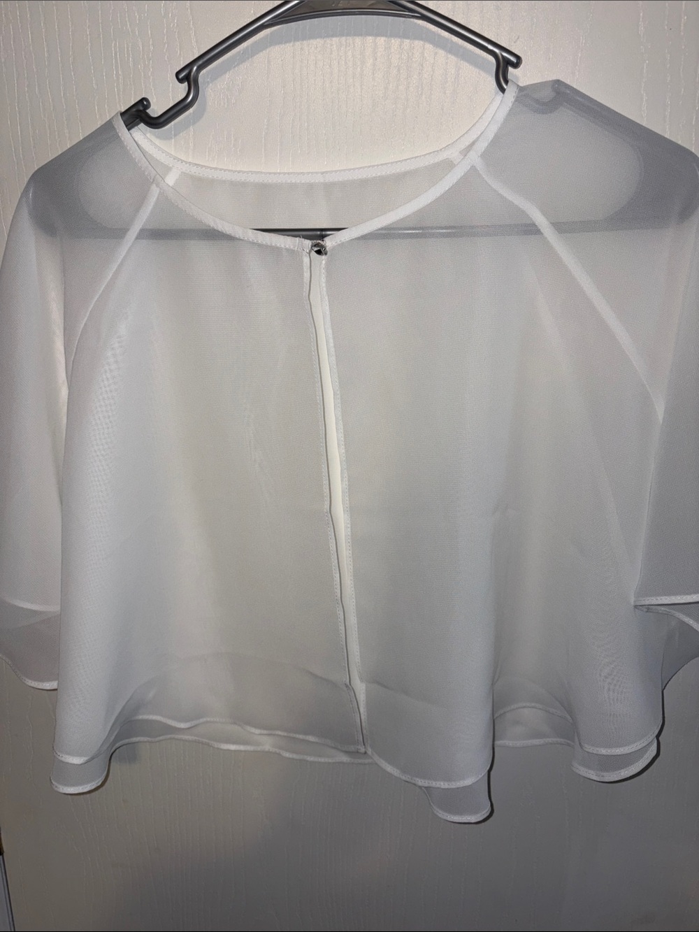 Sheer White Cropped Cape Blouse